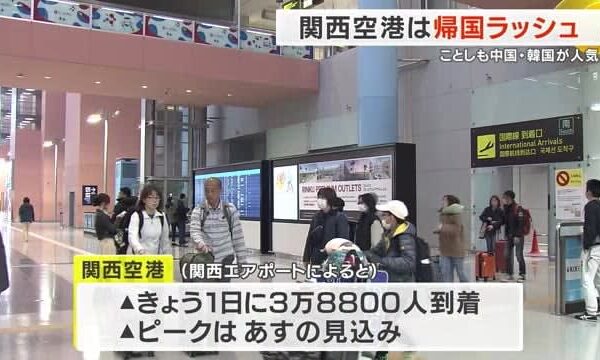 関西空港は帰国ラッシュ　ピークは5日の見通し　「きょうと明日休んだら地獄の始まりです」